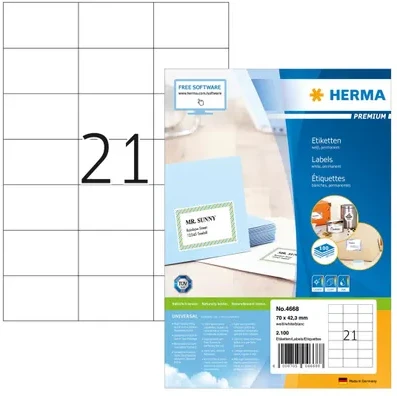 Carruzzo HERMA 4668 etiketė spausdinimui Balta Lipni spausdintuvo etiketė