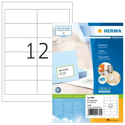 Carruzzo HERMA 4669 etiketė spausdinimui Balta Lipni spausdintuvo etiketė