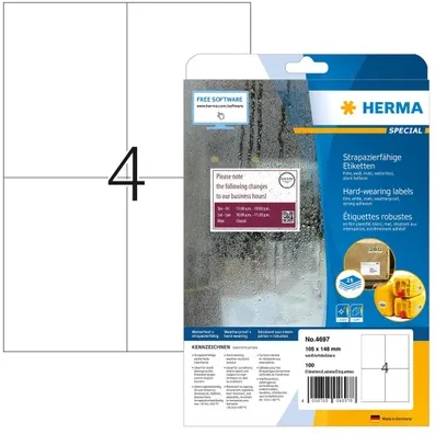 HERMA 4697 etiketė spausdinimui Balta Lipni spausdintuvo etiketė