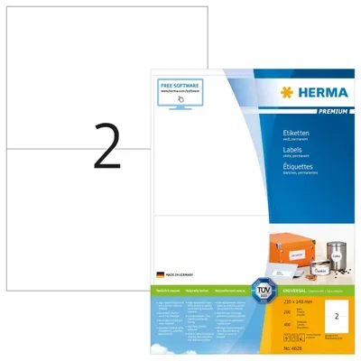 Carruzzo HERMA 4628 lipni etiketė Stačiakampis Ilgalaikis Balta 400 vnt