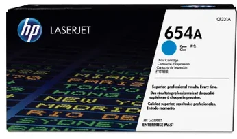 Hewlett Packard (HP) HP 654A žalsvai mėlyna originalioji LaserJet dažų kasetė, spalvota LaserJet M651 (15 000 puslapių)