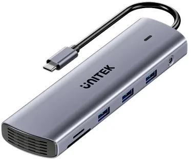 UNITEK D1113BGY01 sąsajos šakotuvas 2 x USB 3.2 Gen 2 (3.1 Gen 2) Type-C 1000 Mbit/ai Pilka