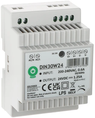 Oem Maitinimo šaltinis DIN30W24 tvirtinamas ant DIN bėgio 24V 1.25A 30W