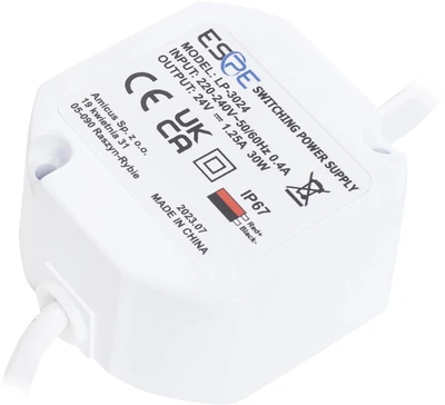 Impulsinis maitinimo šaltinis ESPE LP-3024 (30W, 1.25A/24V, hermetinis IP67, 50x47x25)