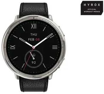 Išmanusis laikrodis - Amazfit Active 2, Sidabrinės spalvos korpusas su juodos spalvos odiniu diželiu