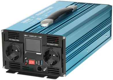 Melsvas 24V 2000W įtampos keitiklis su ekranu
