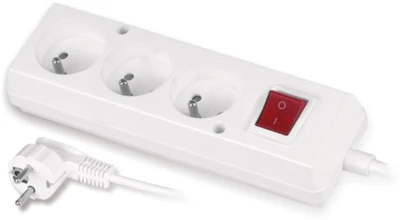 Jonex Prailginamasis laidas su trijų krypčių lizdu su jungikliu 3x2p+Z 10A 5m baltas