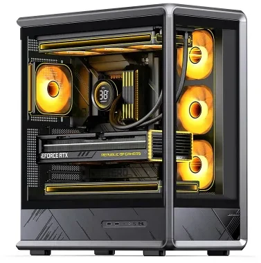 Jonsbo D401 PC-case, Midi Tower, ATX, Tempered Glass - juodas