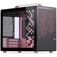 „Jonsplus Z20 Micro-ATX“ korpusas su nešiojimo rankena – juodas/rožinis