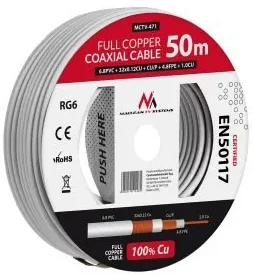 MACLEAN MCTV-471 Maclean MCTV-471 Kabelis bendraašis kabelis RG6 50M 1.02CU+4.8FPE+CU/P+32*0.12CU+6.8PVC