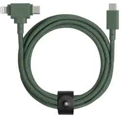 Native Union Belt Cable Duo - kabelis USB-C - USB-C / Lightning, 1,5 m (žalias)