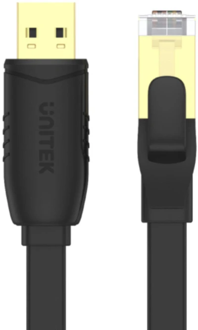 UNITEK Y-SP02001B USB 2.0 į RJ45 konsolės apverčiamas plokščias 1,8 m kabelis