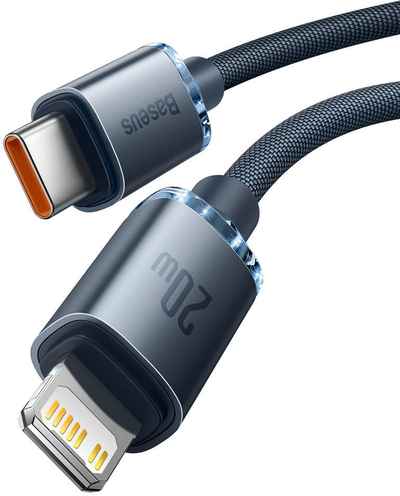 Baseus Crystal kabelis USB-C - Lightning 20W PD 1.2m - Juodas