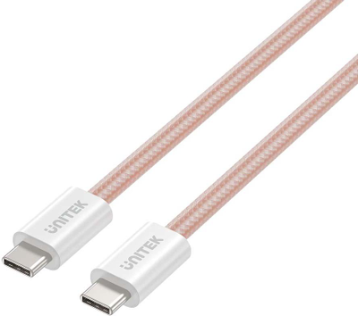 Unitek USB C PD magnetiškai ištraukiamas laidas 100W rožinis 1m
