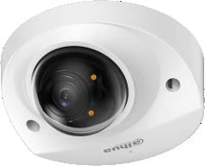 „Dahua Technology Co“ IP kameros kupolas. 4MP 1/2,9 colio CMOS, 2,8 mm, 101° F1.6, 20–25 kadrų per sekundę, IR+LED 30 m, WDR, IVS, IP67, IK10, mikrofonas.
