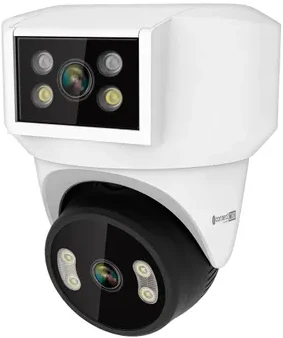 Kruger & Matz Connect C180 lauko WiFi kamera su 2 PTZ objektyvais, 360° 2K vaizdo stebėjimo sistema, Tuya Smart Life, spalvota nakties vaizdo stebėjimo sistema, garsas, dirbtinis intelektas
