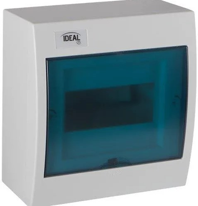 Kanlux 23610 Modulinis skirstomasis skydas plastikinis 1x6 paviršinis IP30 IK07 N+PE II klasė skaidrios mėlynos durys KDB-S06T baltos 23610