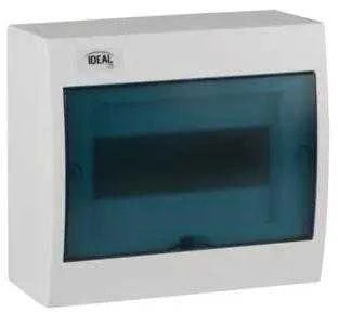 Kanlux 23611 Moduliniai skirstomieji įrenginiai, plastikiniai, 1x8, montuojami ant paviršiaus, IP30 IK07 N+PE II klasė, skaidrios mėlynos durys, KDB-S08T, balta 23611