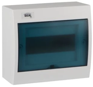 Kanlux 23611 Moduliniai skirstomieji įrenginiai, plastikiniai, 1x8, montuojami ant paviršiaus, IP30 IK07 N+PE II klasė, skaidrios mėlynos durys, KDB-S08T, balta 23611