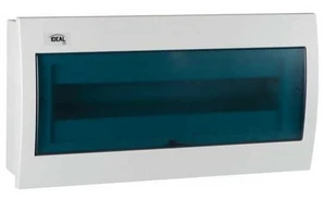 Kanlux 23619 Moduliniai skirstytuvai, plastikiniai, 1x18, įleidžiami, IP30 IK07 N+PE II klasė, skaidrios mėlynos durys, KDB-F18T balta 23619