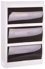 Kanlux 3836 Moduliniai skirstytuvai, plastikiniai, 3x12, montuojami ant paviršiaus, IP40 IK06 N+PE II klasė, skaidrios durys, pila DB312S 3X12P/SMD balta 3836