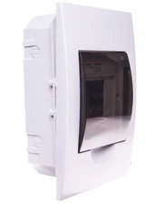 Kanlux 3840 Modulinis paskirstymo skydas plastikinis 1x4 įleidžiamas IP40 IK06 N+PE II klasės skaidrus durų rutulinis DB104F 1X4P/FMD balta 3840