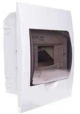 Kanlux 3841 Modulinis skirstytuvas, plastikinis, 1x6, įleidžiamas, IP40 IK06 N+PE II klasė, skaidrios durys, rutulinis DB106F 1X6P/FMD balta 3841