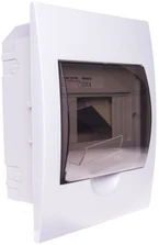 Kanlux 3841 Modulinis skirstytuvas, plastikinis, 1x6, įleidžiamas, IP40 IK06 N+PE II klasė, skaidrios durys, rutulinis DB106F 1X6P/FMD balta 3841
