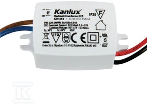 Kanlux 1x3W nuolatinės srovės maitinimo šaltinis ADI 350, 350mA DC, IP20