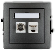 Karlik Single SAT antenos lizdas + viengubas kompiuterio lizdas 1xRJ45 grafitas (11DGFK)