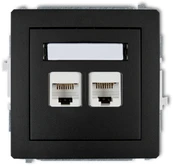 Karlik DECO Dvigubi kompiuterio lizdai 2xRJ45, 5e kat., 8 kontaktų juodi matiniai 12DGK-2
