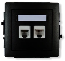 Karlik Elektrotechnik 12DGTK DECO Vienviečiai telefono lizdai 1xRJ11 + vienvietis kompiuterio lizdas 1xRJ45, kat. 5e, 8 kontaktų, juodas kilimėlis be įrankių 1