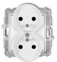 Karlik Elektrotechnik 25IGPR-2zp ICON Dvigubo lizdo mechanizmas rėmui su įžeminimu 2x(2P+Z) (srovės kelio sklendės) balta matinė 25IGPR-2zp