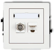 Karlik Vienvietis antenos lizdas SAT + viengubas kompiuterio lizdas 1xRJ45 baltas (DGFK)