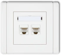 Karlik FLEXI Dvigubas kompiuterio lizdas 2xRJ45, 6 kat., 8 kontaktų baltas FGK-4