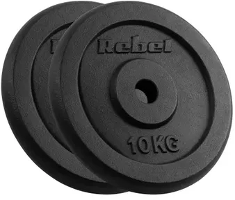 Ketaus svarelių rinkinys 2x10kg, skylė 31mm, klasikinė plokštė, REBEL ACTIVE