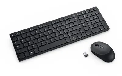 DELL KM555 Klaviatūra ir pelė įskaityta Universalus RD belaidis ryšys + „Bluetooth“ QWERTY JAV tarptautinė versija Juoda