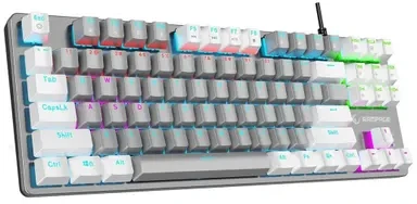 Klaviatūra žaidimams Rampage Snug Mėlyna su laidu mechaninė su pašvietimu balta ir-pilka