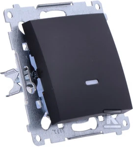 Kontakt-Simon Simon 54 Vienpolis jungiklis su LED apšvietimu (modulis) 10AX 250V greitosios jungtys matinė juoda DW1L.01 / 49