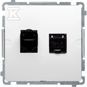 Kontakt-Simon Simon Basic kompiuterio lizdas dvivietis RJ45 6 kat. su baltąja diafragma (BM62E.01 / 11)