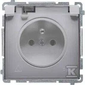 Kontakt-Simon Vieno kištukinio lizdo Simon Basic hermetiškas IP44 inox sklendė (BMGZ1B.01/21a)