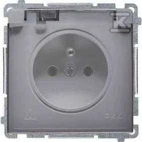 Kontakt-Simon Basic vieno lizdo lizdas, atsparus purslams IP44 16A 250V sidabrinis matinis (BMGZ1B.01/43A)
