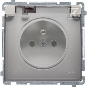 Kontakt-Simon Simon Basic Vienvietis kištukinis lizdas su/su langinėmis IP44 16A, 250V satino BMGZ1BZ.01/29A