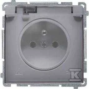 Kontakt-Simon Basic vieno kištukinio lizdo lizdas su IP44 su langinėmis ir atvartu sidabrinis matinis (BMGZ1Bz.01/43A)