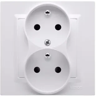 Kontakt Simon CGZ2T/11 Simon 10 Dvigubas lizdas su fazės keitimo funkcija 16A 250V baltas CGZ2T/11