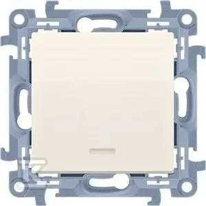 „Kontakt-Simon“ kryžminė jungtis Simon 10 CW7L.01/X/41 su LED foniniu apšvietimu be piktogramų modulio 10AX 250V~, kreminės spalvos, sraigtiniai gnybtai