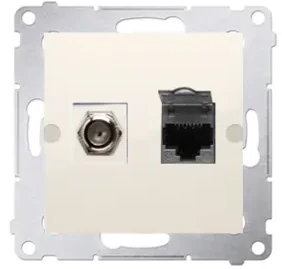 Kontakt-Simon Antena ir kompiuterio lizdas Simon 54 tipo F ir RJ45 kat. 6 kremas (DASFRJ45.01/41)