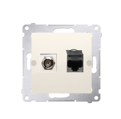 Kontakt-Simon Antena ir kompiuterio lizdas Simon 54 tipo F ir RJ45 kat. 6 kremas (DASFRJ45.01/41)