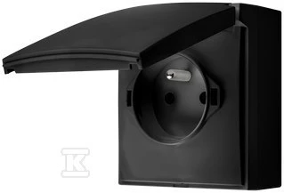 Kontakt Simon Contact-Simon Simon Aquaclick Socket IP44, vienvietis su įžeminimu, greitos jungtys, atvartas juodas ACGZ1C/49