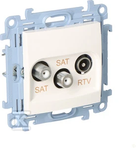 Kontakt-Simon SAT-SAT-RTV dvigubas palydovinės antenos lizdas 1dB baltas (CASK2.01 / 11)